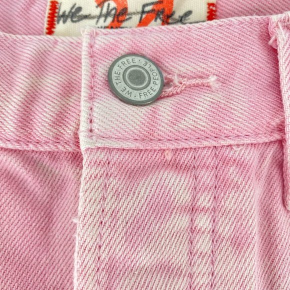 FREE PEOPLE We the Free Pink Button Fly Distressed Cutoff Shorts Size 24 NWOT - Picture 4 of 14